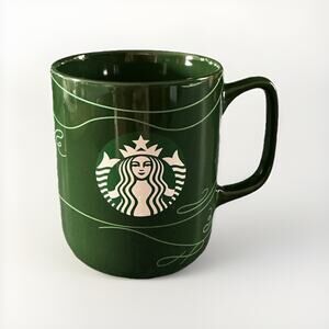 STARBUCKS Logo 2020 Coffee Mug Green 16 oz Green Ceramic Holiday Swirl Mom Gift